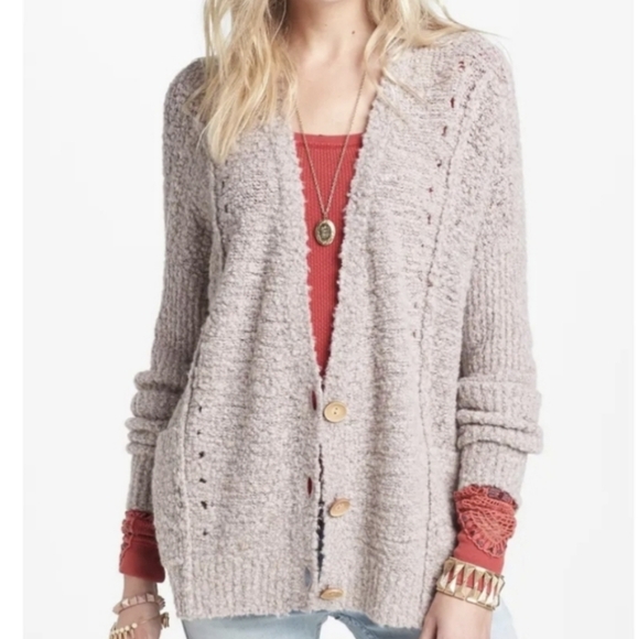 Free People Fall Friend Wool Blend Oversized Cardigan Sweater Women's XS - Picture 2 of 8